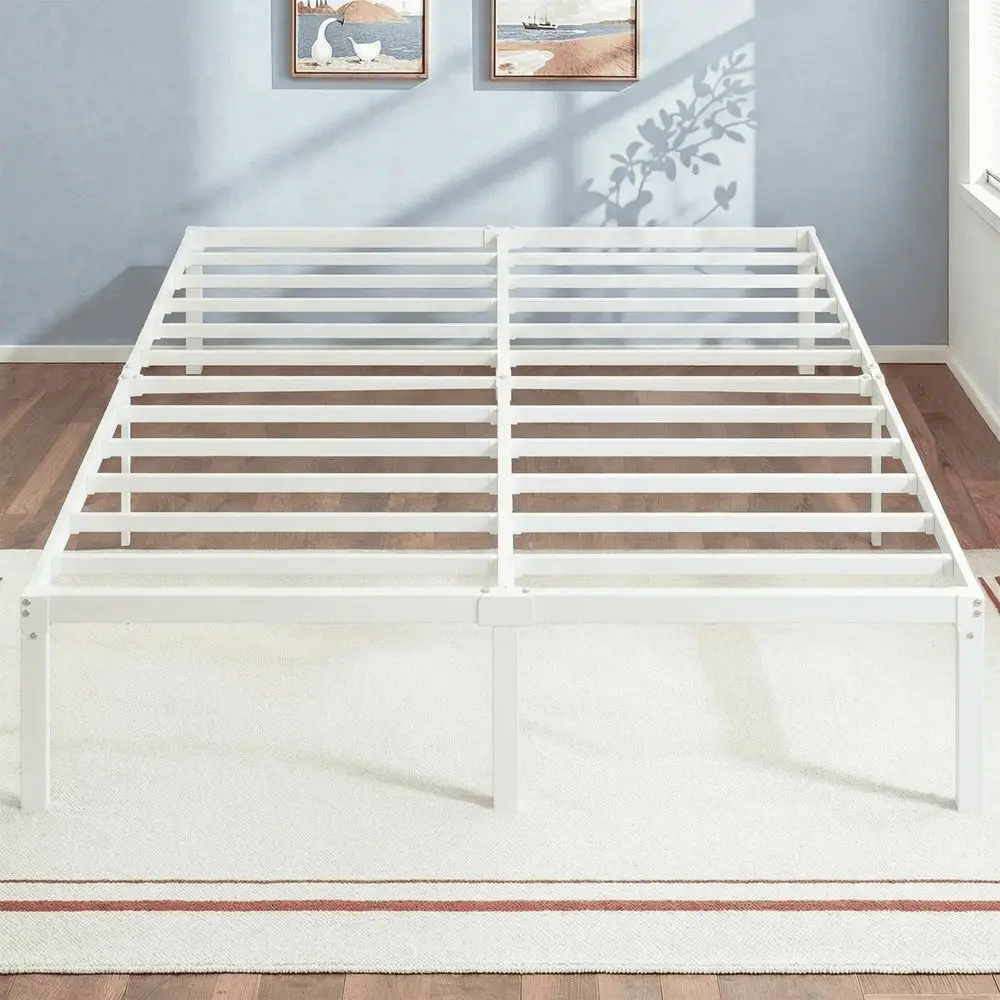 

Каркас кровати Twin Full Queen King, 14-дюймовая металлическая кровать-платформа с большим пространством для хранения, не требует пружинного блока, простая сборка, белый цвет