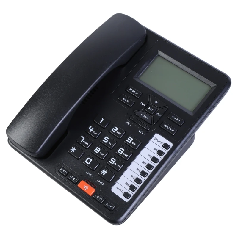 R53C 6400 2-Line Fixed Landline Phone with CallerID Telephone Large LCD Display Number Storage For Home Office Hotel