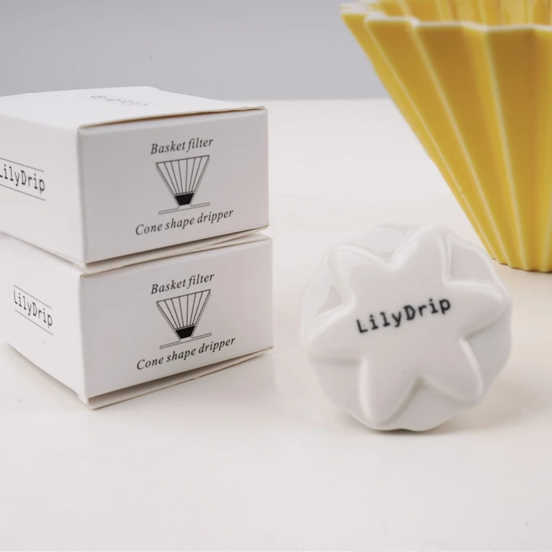 Lilydrip LOTOS Ceramic Pour-Over Coffee Dripper - Adjustable Filter Holder with Wave Paper Filter Compatibility