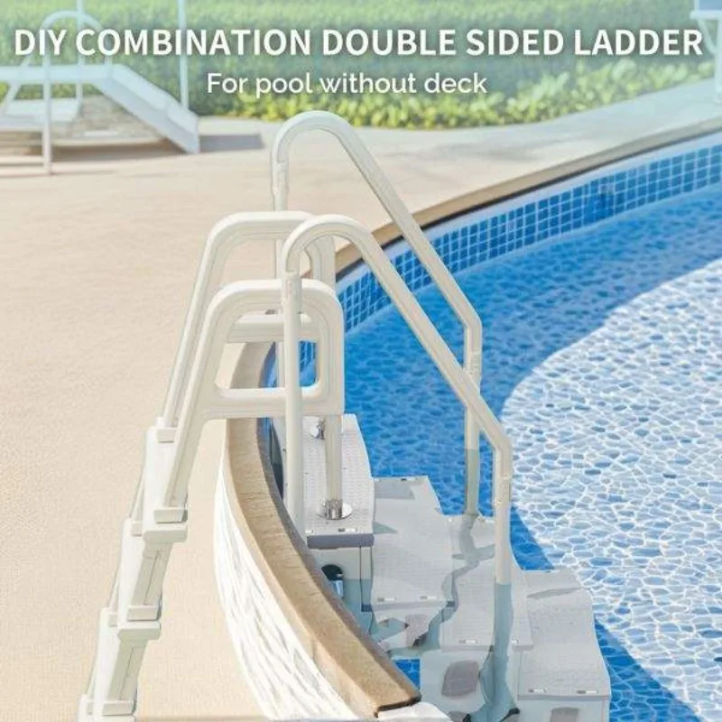 Summer Swimming Ground Spa Pool Slide 4 Steps Swimming Stainless Steel Escalator  Pedals