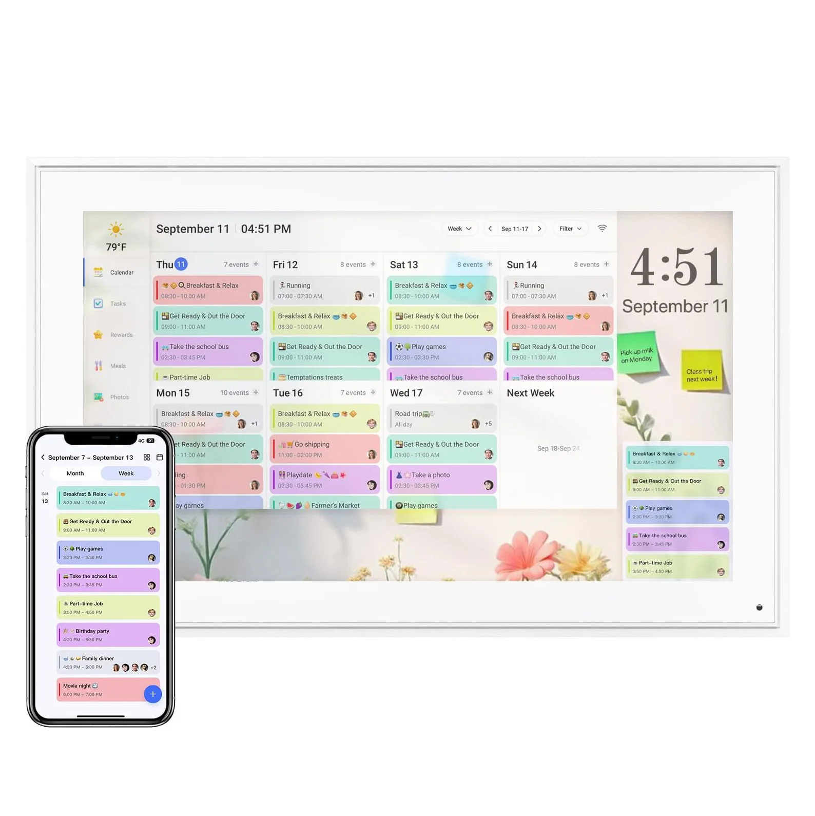 AHXJKA 15.6 Inch 64G Digital Smart Calendar Chore Chart FHD Interactive Touch Wall Desk Mount Electronic Smart Family Planner