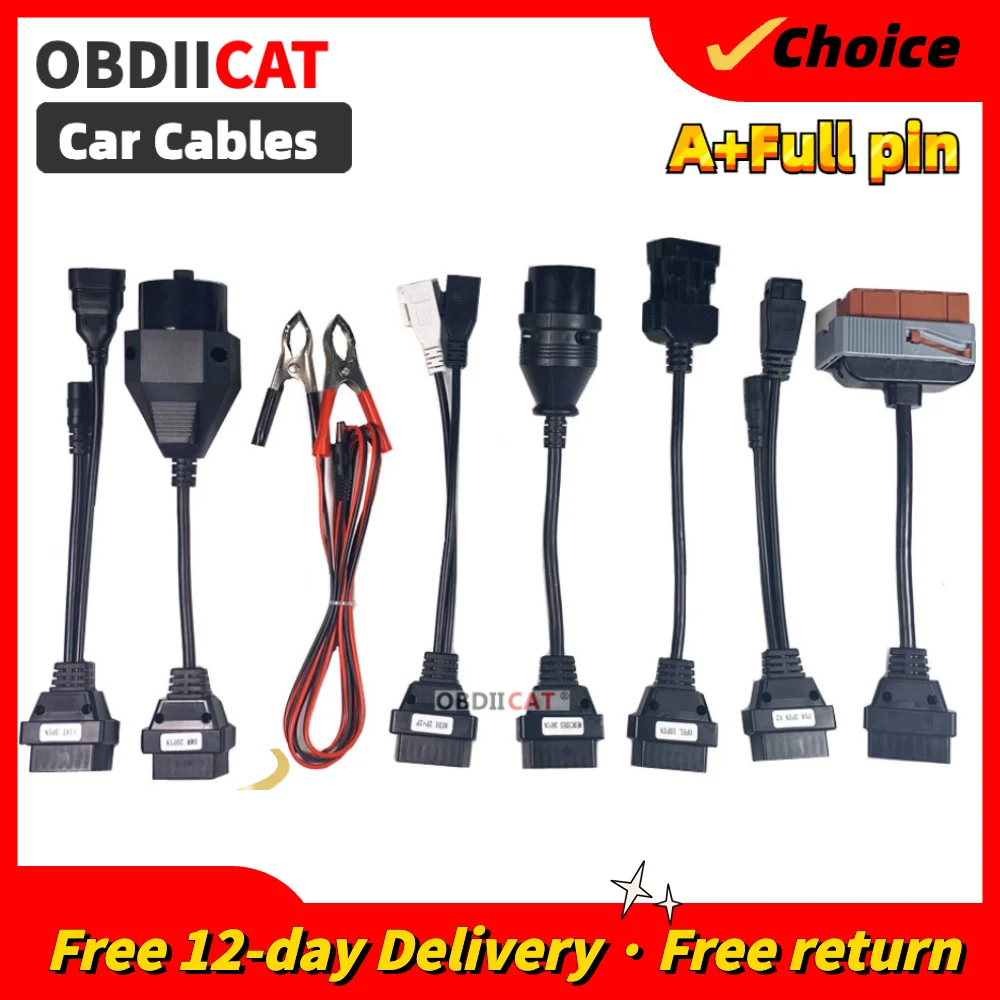 Full Set 8 Car Cables OBDII OBD2 TCS PRO Car Cable Diagnostic Scan Tool Interface