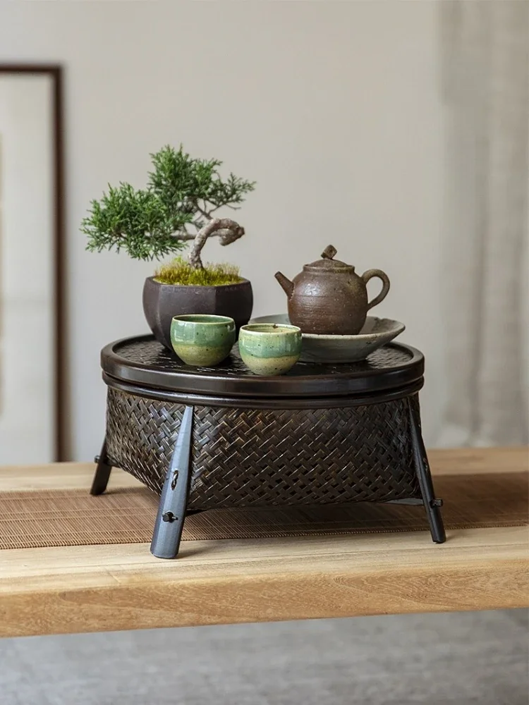 Japanese Style Bamboo Tea Set Storage Box Lacquer Crafts Tea Tray Dry Tea Table Set Basket Teaware Ceremony Parts Teaware Supply