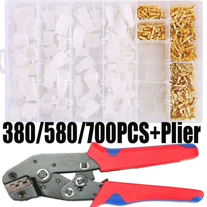 380/580/700PCS 2.8mm 2/3/4/6/9 pin Automotive  Electrical wire Connector Male Female cable terminal plug Kits ebike car+Plier