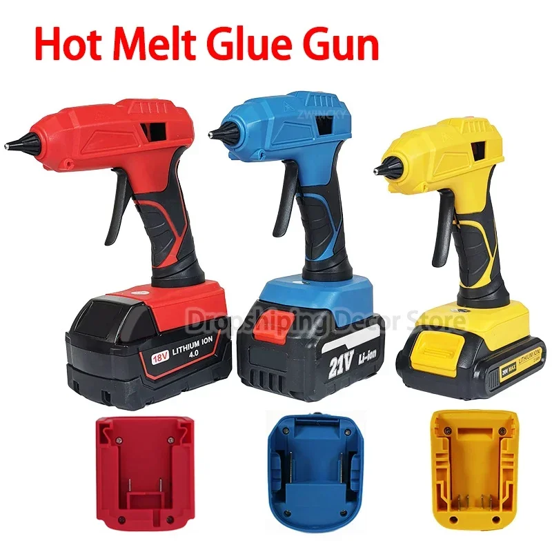 For Makita/Dewalt/Milwaukee 18V Lithium Battery Electric Hot Melt Glue Gun With 7/11mm Glue Sticks Cordless Glue Gun DIY Repair