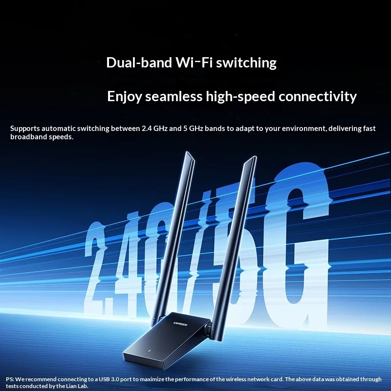 UGREEN 25226 USB WiFi Adapter CM495 AX1800 WiFi 6 USB 3.0 Dual Band 2.4GHz 5GHz Dual 5dBi Antennas for Windows 10 11 Only