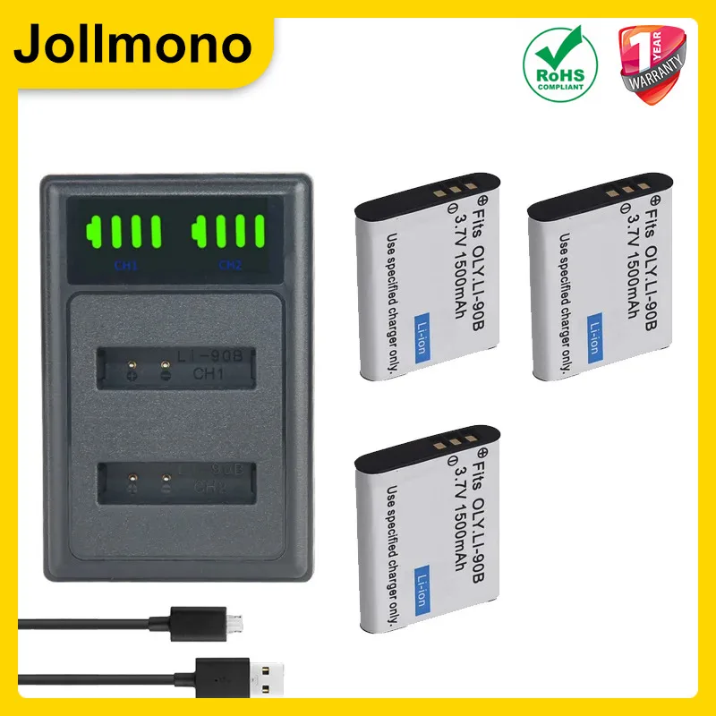 LI-90B LI 90B LI-92B Li90B Battery and Charger for Olympus Tough TG-6 TG-5 TG-Tracker SH-1 SH-2 SP-100 IHS Tough TG-1 TG-2