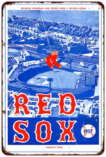 1957 Red Sox Program Cover Vintage LOOK reproduction metal sign