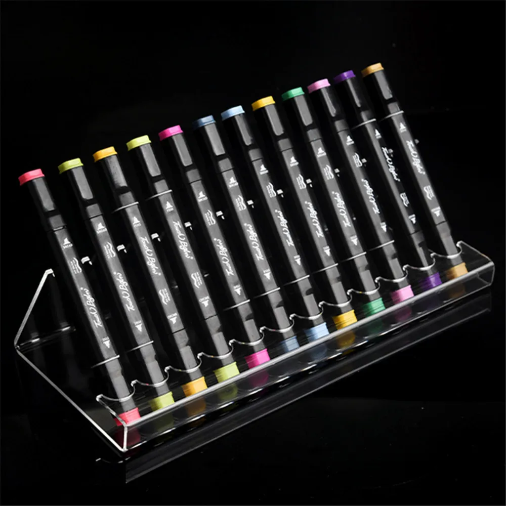 6/12 pens Clear Acrylic Marker Pen Display Multi-Functional Exhibition Stand Marker Pens Brush Pens Organizer Storage DC05