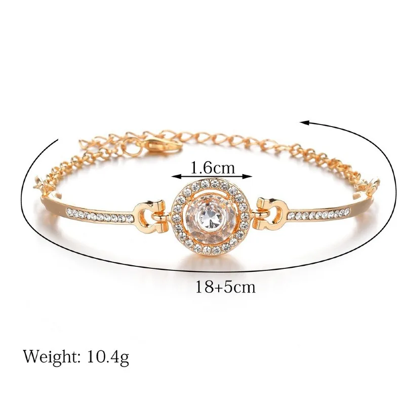 Luxury Clear Crystals Zircon Bracelet Summer Women Adjustable Round Gemstone Bangle Bracelet Party Jewelry Valentine\'s Day Gift