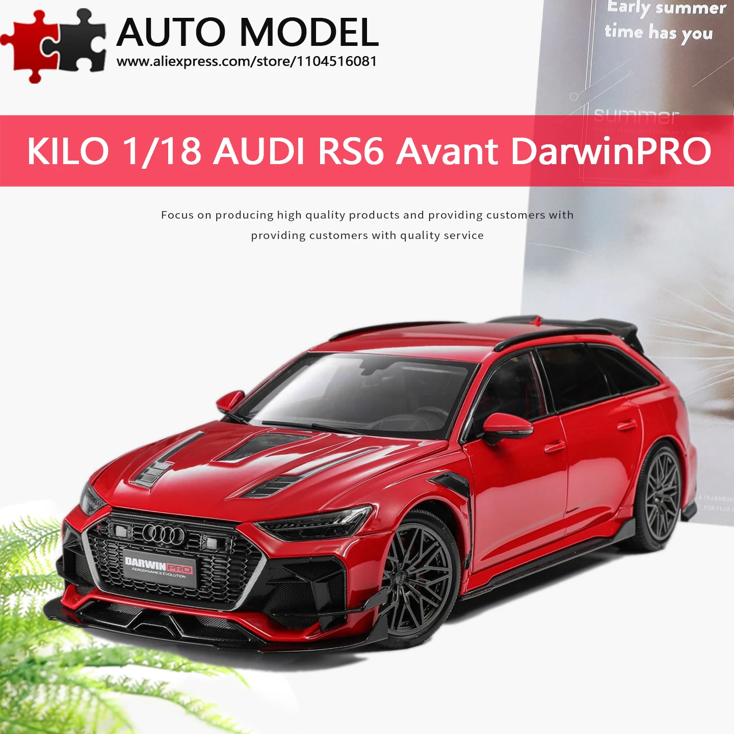 Modelo de Coche de Simulación Audi RS6 Avant Wagon Darwin Modificado, Aleación Totalmente Abrible, Kilo Works 1:18, Edición Limitada Darwinpro, Modelo de Metal Fundido a Presión, Regalo para Adultos, Juguete para Niños