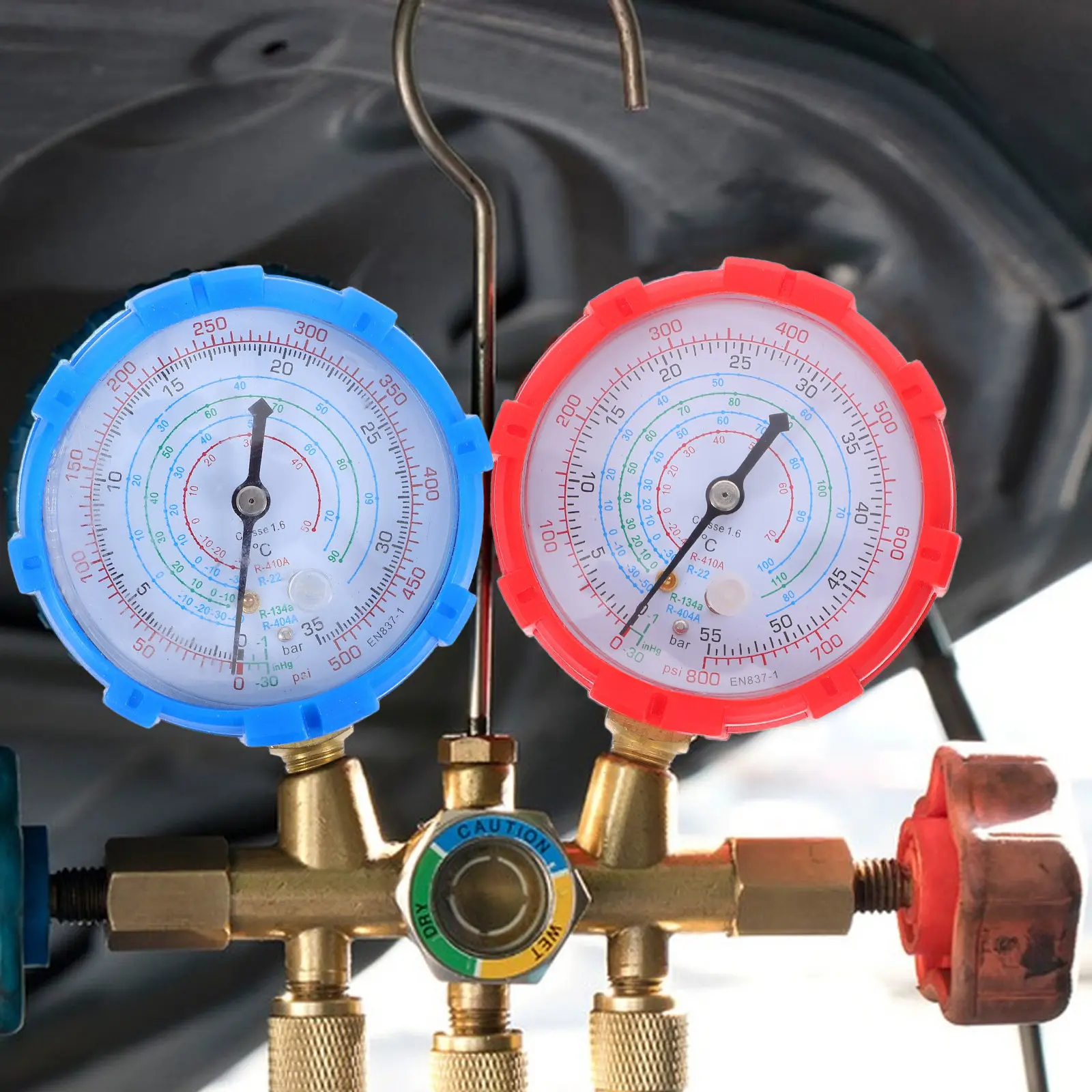 Automotive Ac Manifold Gauge Set High Pressure Gauge Quick Diagnostic Tool Compact Design Refrigerant Pressure Monitor Car Air