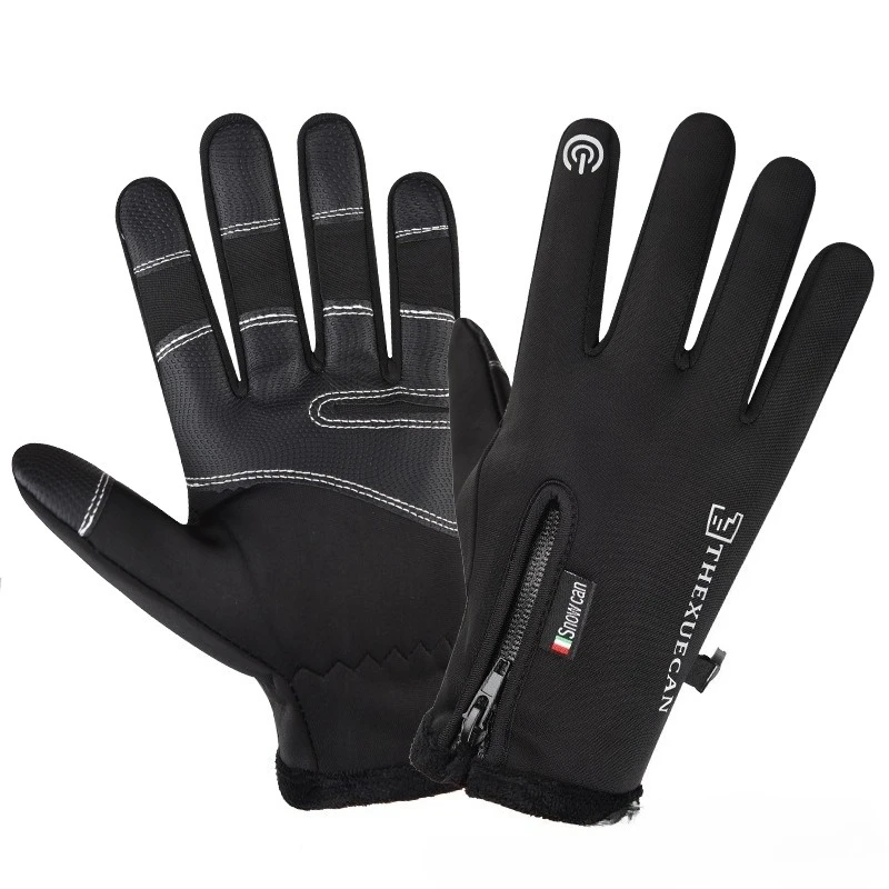 AliExpress Winter Men's Motorcycle Gloves Cycling Gloves Thermal Fleece Lined Waterproof Touch Screen Outdoor Non-slip mtb Heat Gloves