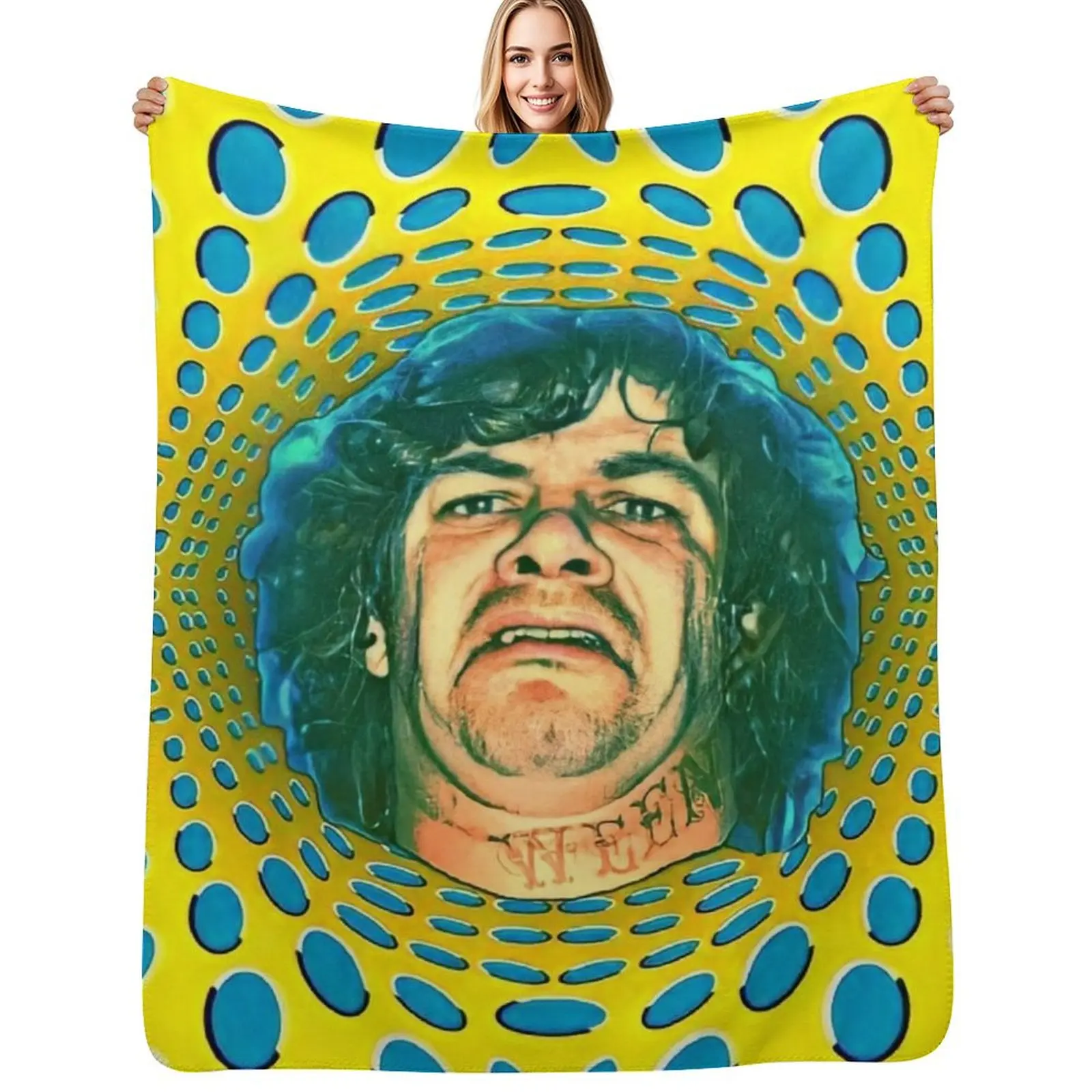 

Dean Ween Guitar Face Throw Blanket Shaggy manga Camping bed plaid Blankets