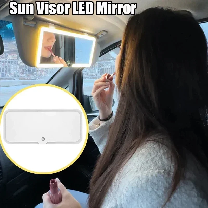 

HD Mirror Car LED Makeup Mirror 3 Gear Lighting Sun Visor Plate Interior RearMirror Dimmable Touchscreen Auto Vanity Mirror