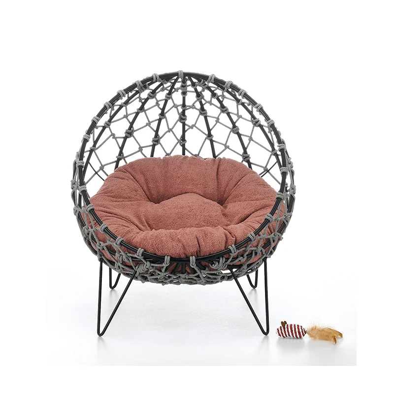 *Hand Made Wicker Warm Comfortable Modern Cat Bed Basket Swinging Pet House Nest for Small Dog Cat with Cushion