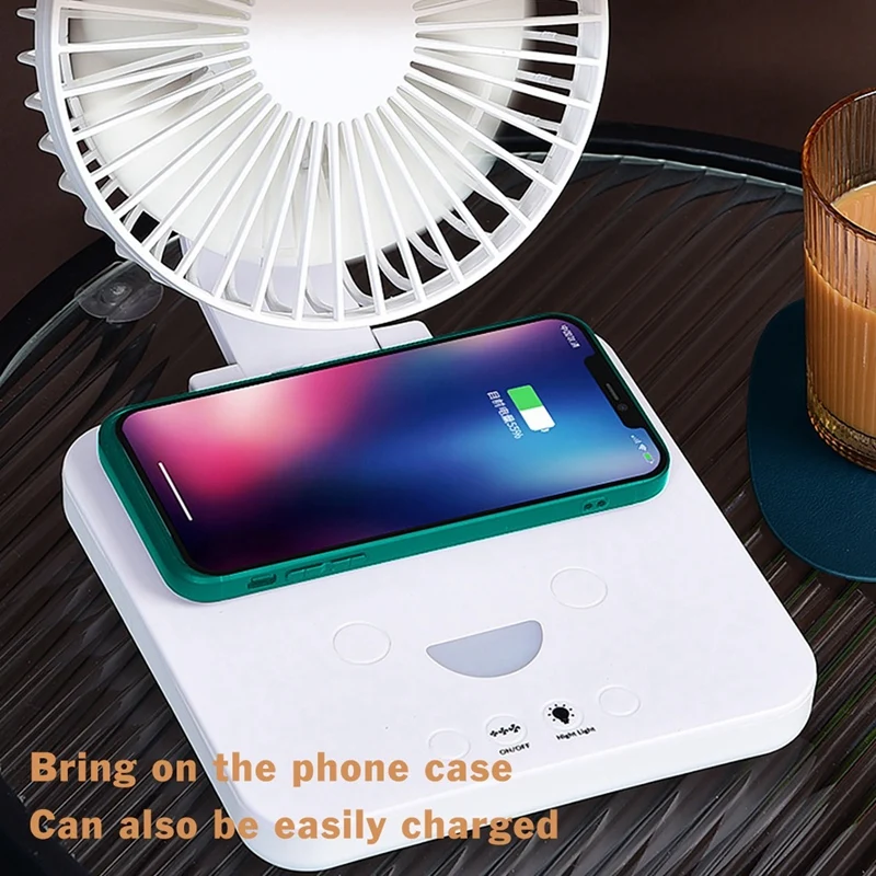 Desktop Fan USB Mini Fan Charging Mobile Phone Wireless Charging Fans Home Office Electric 3-Speed Adjustment 10W power