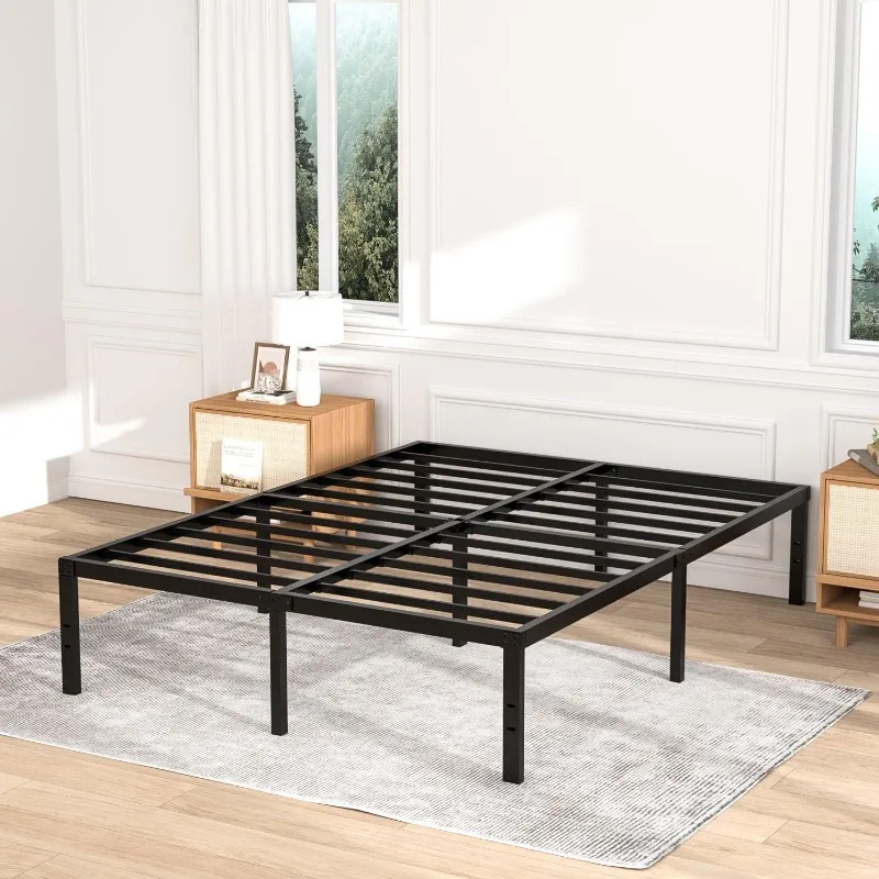 16 Inch Queen Bed Frame, Platform Bed Frame Queen Size No Box Spring Needed, Heavy Duty Metal Queen Size Bed Frame Easy Assembly