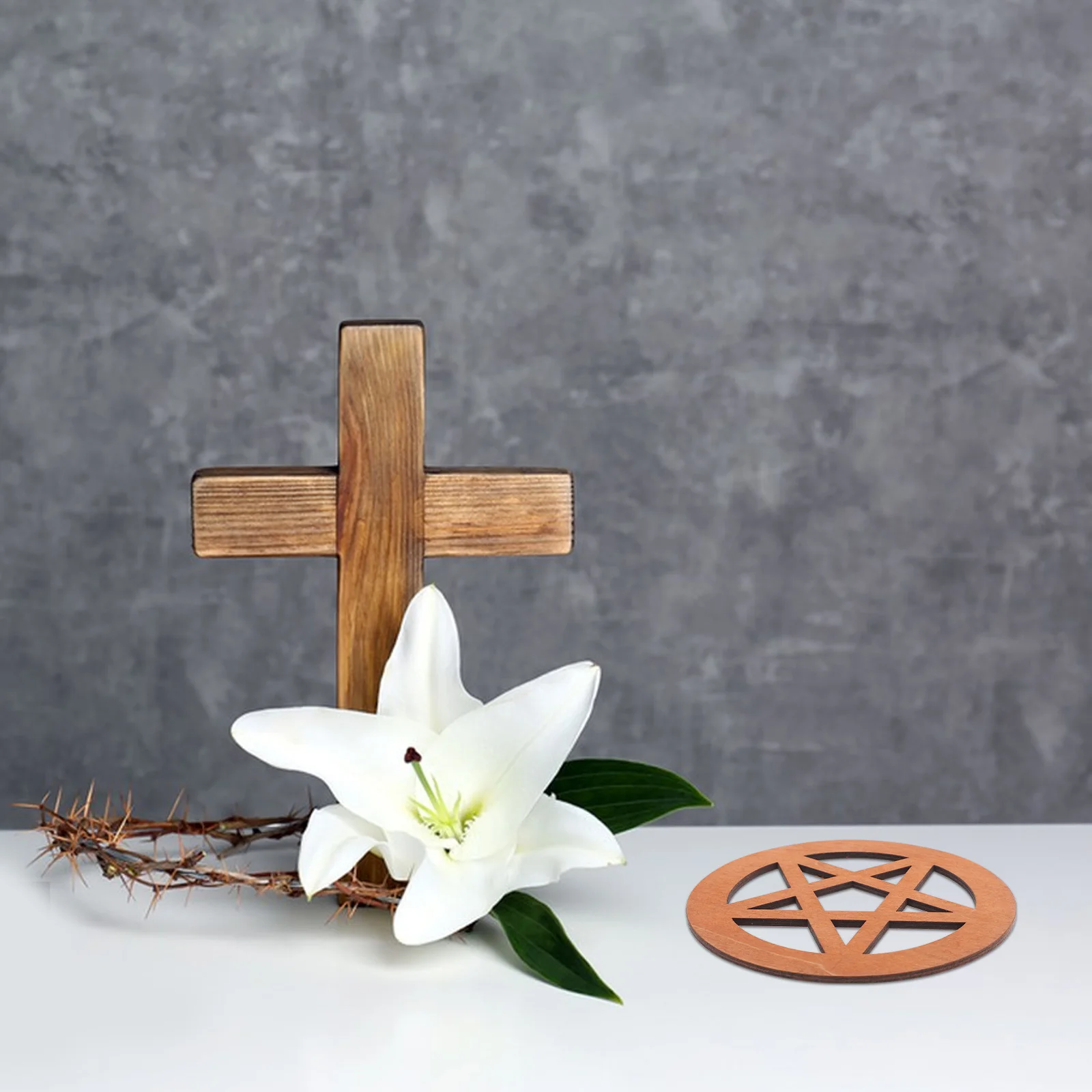 

Hand Carved Pentagram Wooden Altar Tile Ritual Ornament Pentacle Decoration Witch Supplies Rustic Decor Pentagram Wall Decor