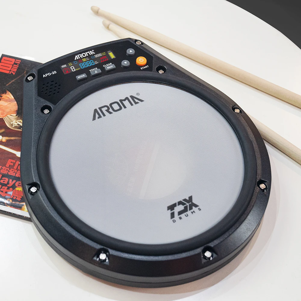 AROMA Einstellbare Trommel Elektronisches Dumb Drum Pad Digitales Metronom mit Metronom / Zählung / Geschwindigkeit Übungsmodus