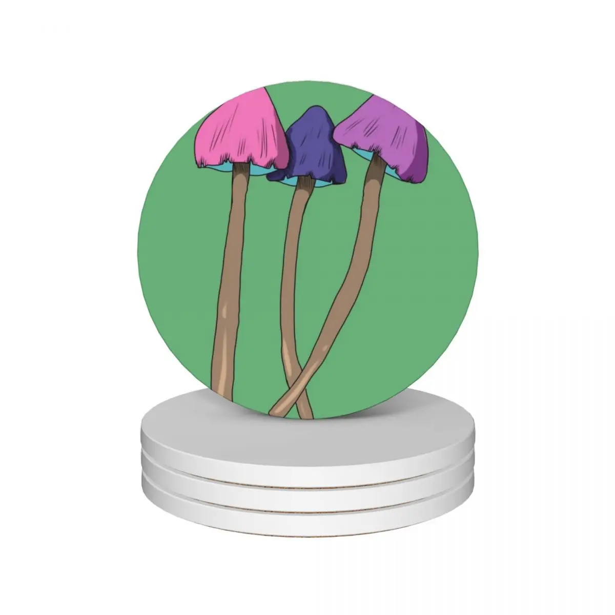 

Mushrooms Ceramic Coasters (Set of 4) black for coffee cups for table Coasters