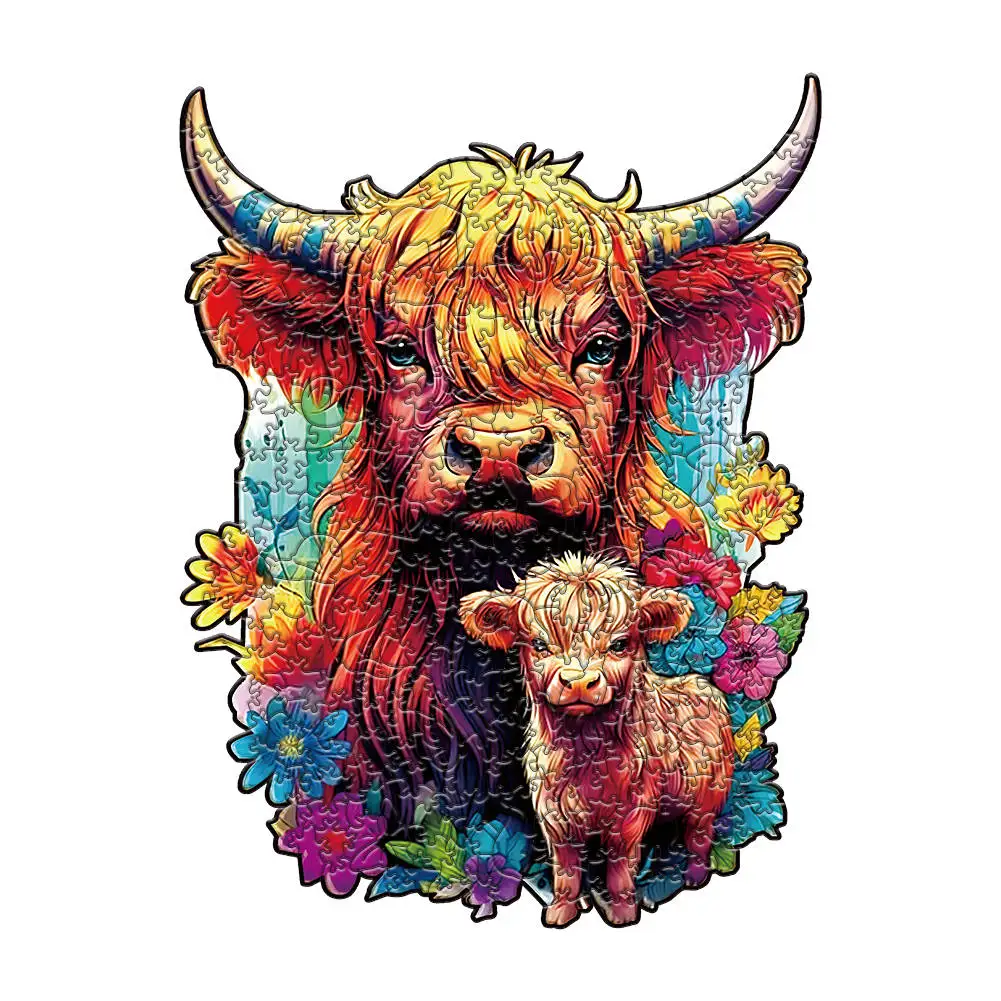 Puzzle di animali in legno Giochi creativi Brain Twister Regali di festa Bovini adorabili Puzzle di legno Bambini Adulti Giocattoli fai da te di alta qualità