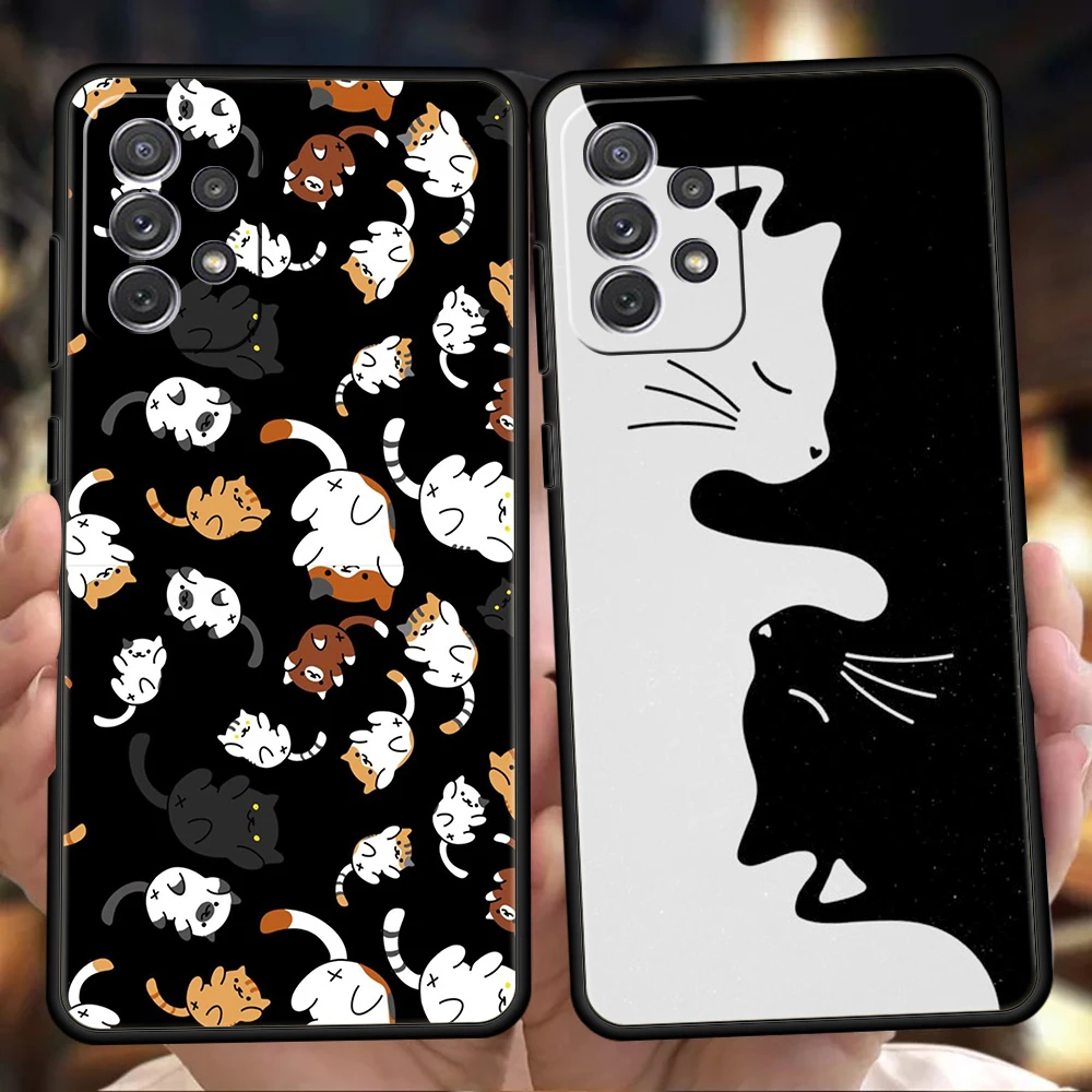 Cartoon Cat Phone Case for Samsung Galaxy A13 A14 A54 A73 A34 A51 A71 A22 A23 A32 A52 A01 A11 A21S A31 A41 Soft Shell Capas Bags