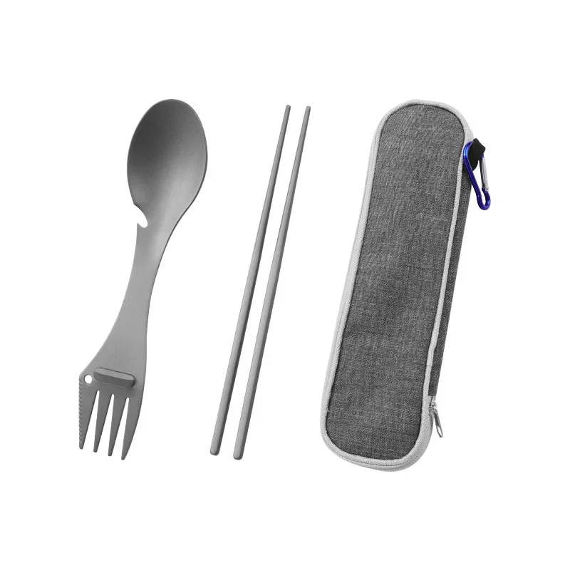 Pure titanium multi-functional all-in-one spoon fork, outdoor picnic mountaineering and camping portable tableware