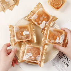 100pcs Mid-autumn Festival Mooncake Bags Handmade Pastry Egg Yolk Crisp Snack Cookie Baked Packaging Plastic Tray Creative 2023