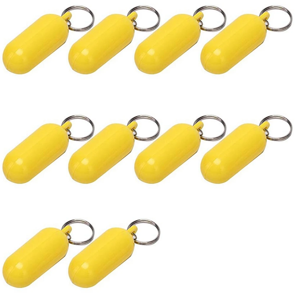 10 Swimming Rafting Beach Floating Keychain Swimming Boat Sail Key Floating Ring Floating Foam Oval Keychain (Yellow)