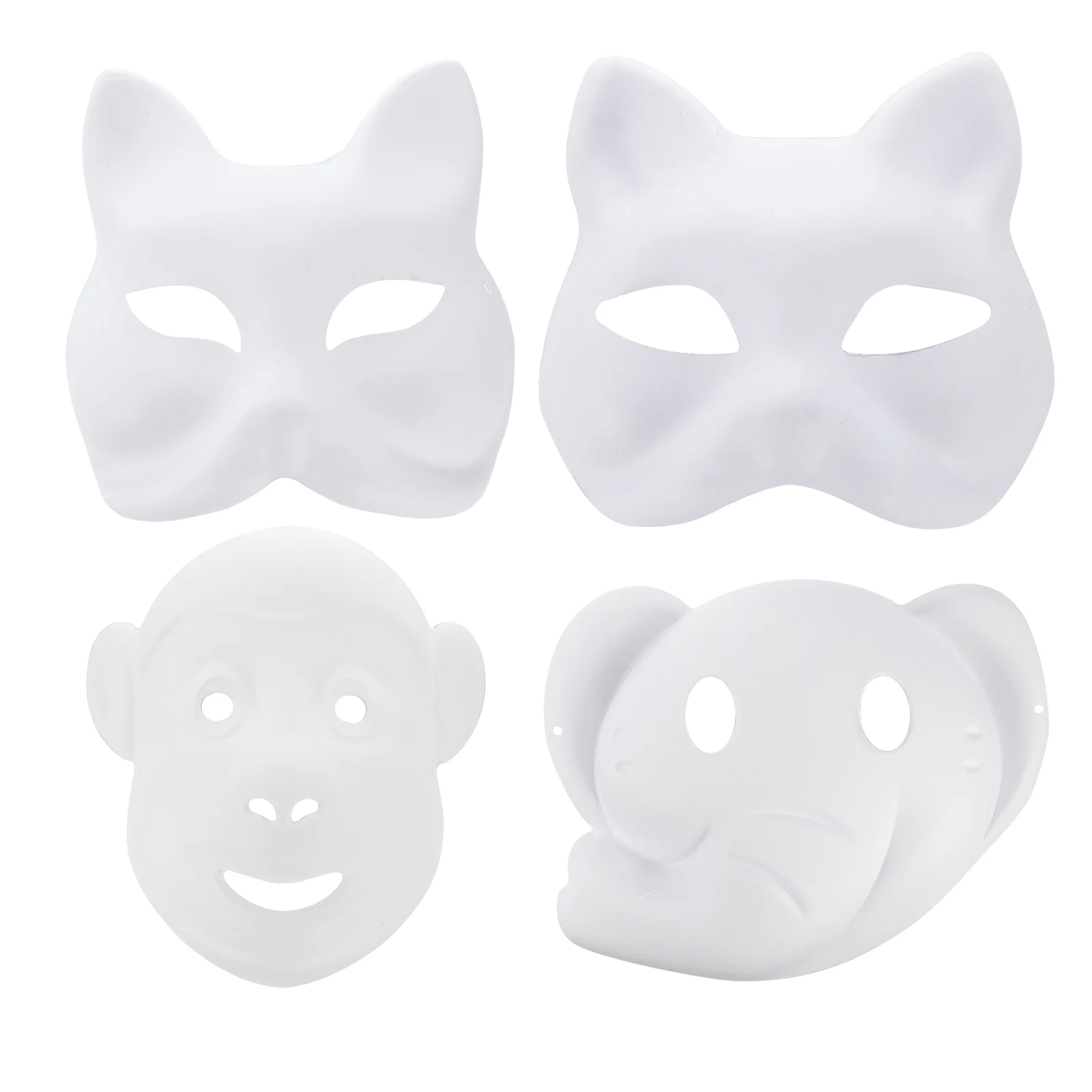 12 Pcs Blank Mask White Party Paper for DIY Hand-painted Halloween Costumes Face Masquerade Fox Cosplay Accessories Props