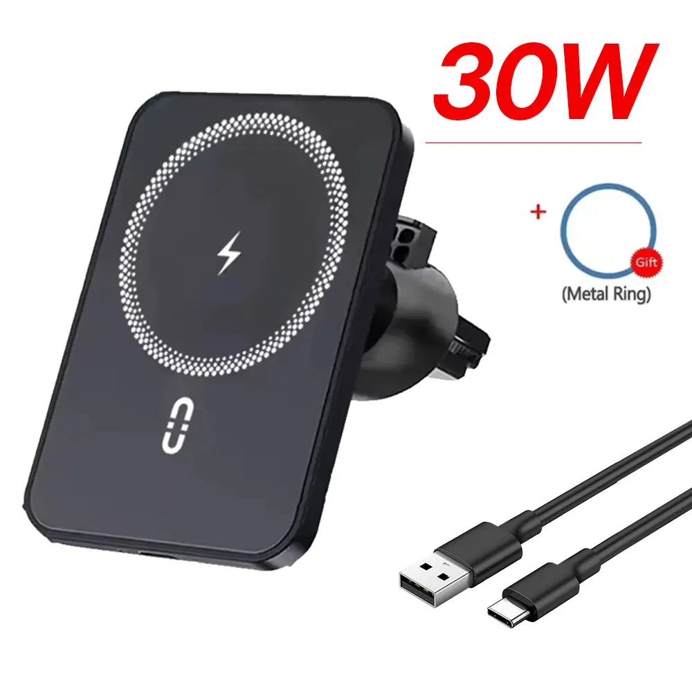 360° drehbarer magnetischer Auto-Lüftungshalter mit kabellosem Ladegerät für MagSafe iPhone 17~12 Samsung Xiaomi Handyhalterung