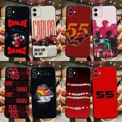 Carlos Sainz F1 55 Phone Case For iPhone 15,14,13,12,11,Plus,Pro Max,XS,X,XR,SE,Mini,8,7 Soft Silicone Black Cover