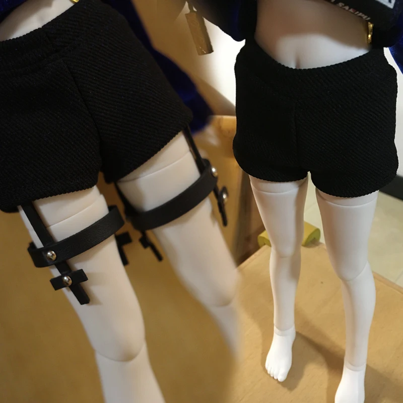 

D04-A621 handmade toy 1/4 MSD Doll BJD/SD doll Accessories clothes black color studded suspender shorts pants 1pcs