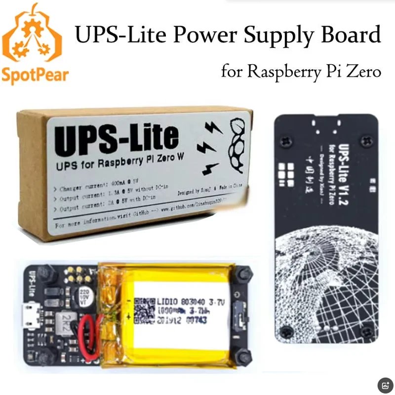 Raspberry Pi Zero UPS Lite Płyta zasilająca Zasilanie bateryjne i2c MAX17040G Wskaźnik dla Zero W / 2W