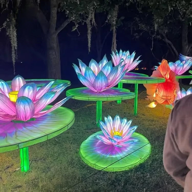 

3D Illuminated Flower Lantern Sculptures for Public Square & Commercial Events