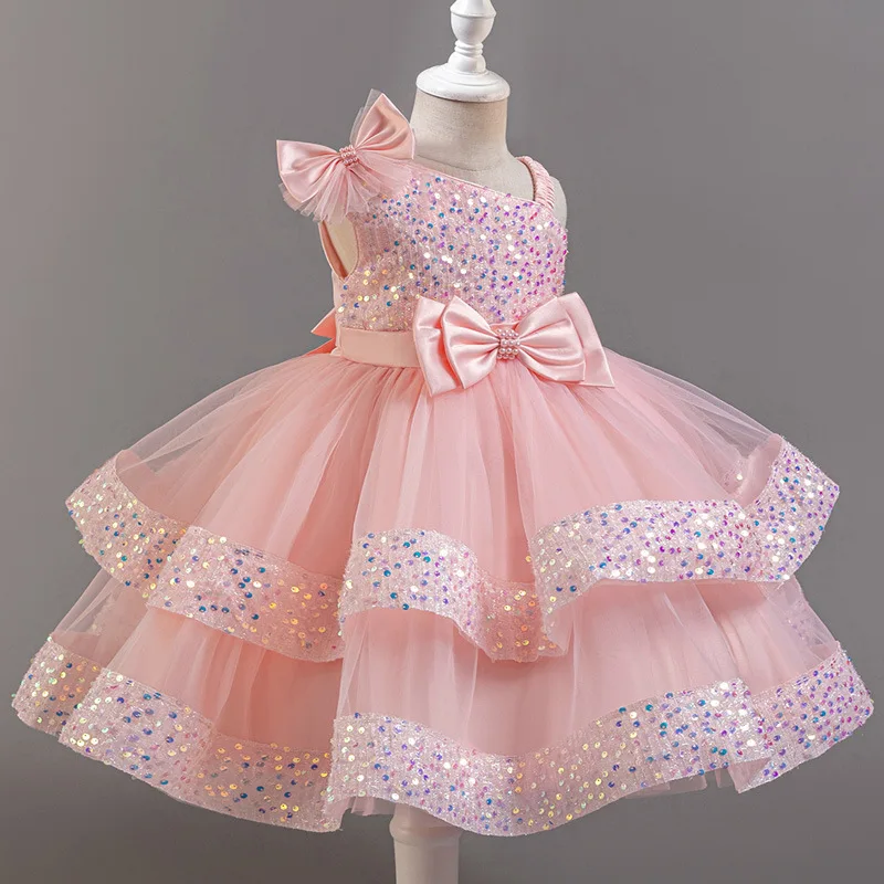 

Girl Elegant Luxury Princess Spanish Party Dresses For Birthday Ceremony Girls Children 2 To 7 Years Pink Dress Kids Clothes