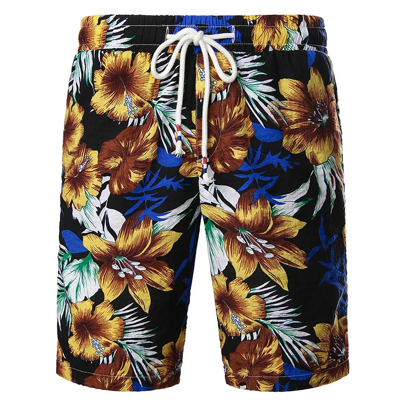 Short de plage imprimé en 3D pour homme, maillot de bain hawaïen, short de planche de surf, short de bain cool, short de glace, pantalon graphique de feuilles de fleurs, été, y2k