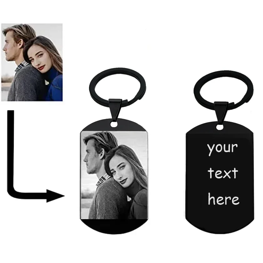 Custom Pictures Photo key chains for Women Stainless Steel Engrave Family Name Pet Memorial Keychains for Valentine's Day gift