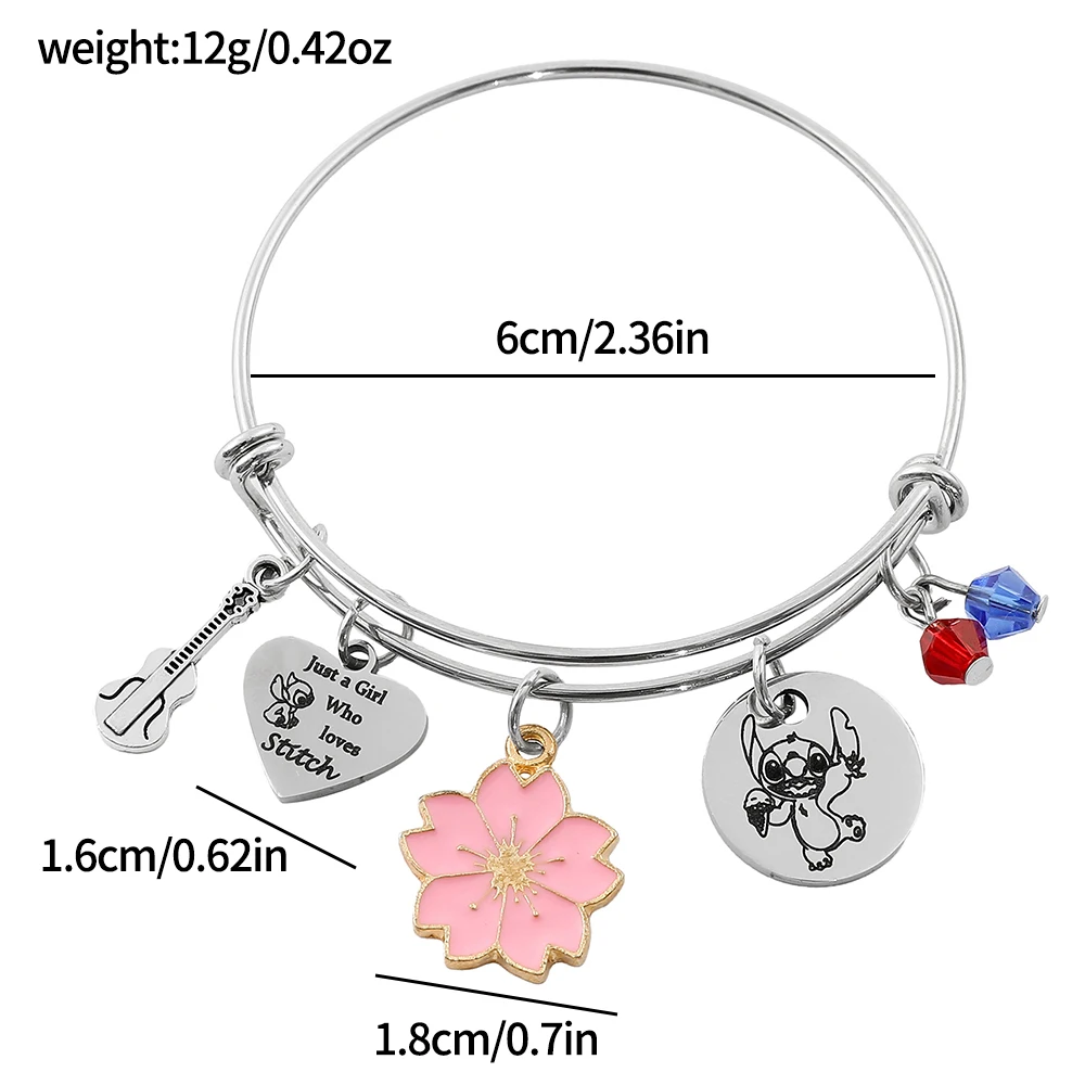 Lilo & Stitch Cartoon Metal Bangle Bracelet, Women's Jewelry, Children's Personality, Just a Girl Who Loves Stitch, Kids Gift