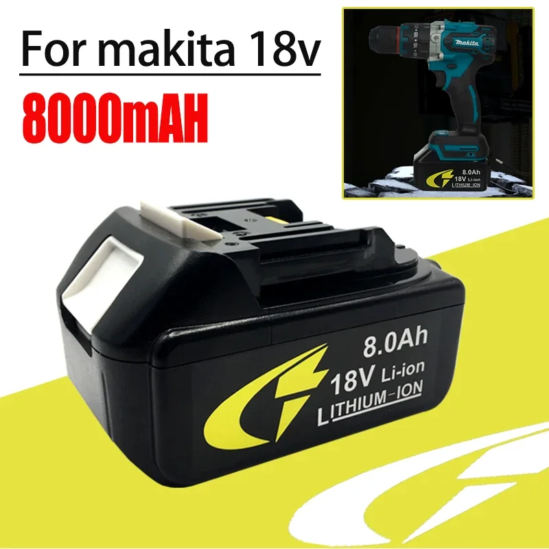 

18V 8000mAh Lithium Replacement Battery for Makita Power Tool Rechargeable Battery with LED Lights BL1840 BL1860 BL1850