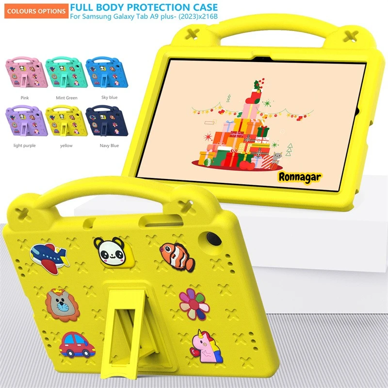 For Samsung Galaxy Tab A9 Plus 11inch Tab S10 FE+/ S10 FE Plus 13.1″ S7+/S8+/S9+/S9 FE+ 12.4" 11'' S6 Lite EVA Foam Handle Stand