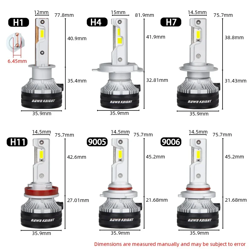 DAWNKNIGHT-faro Led K7C 4300K H4 H1 H7, 3 tubos de cobre, luces Led para coche H11 HB3 9005 HB4 9006 12V 2 piezas