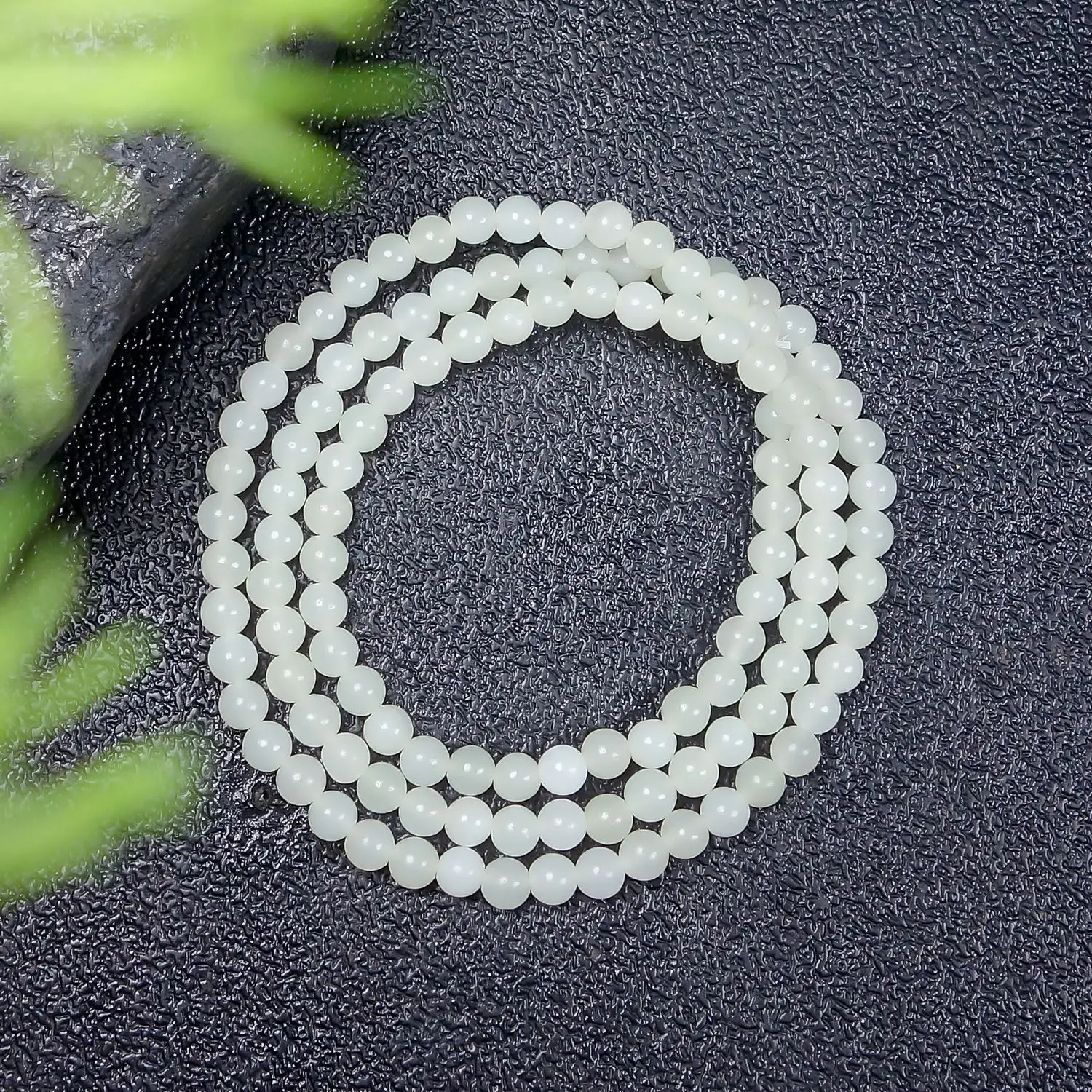 

Ювелирные изделия из натурального нефрита Хэтянь, нефрит, 4 мм, белый нефрит, круглая бусина, браслет с тремя кругами