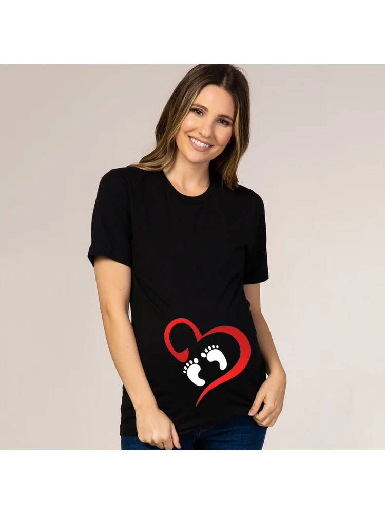 Pregnant Women Maternity Clothes Baby Print Pregnant Funny T-shirt Summer Maternity Tops Pregnancy Announcement New Baby Tee