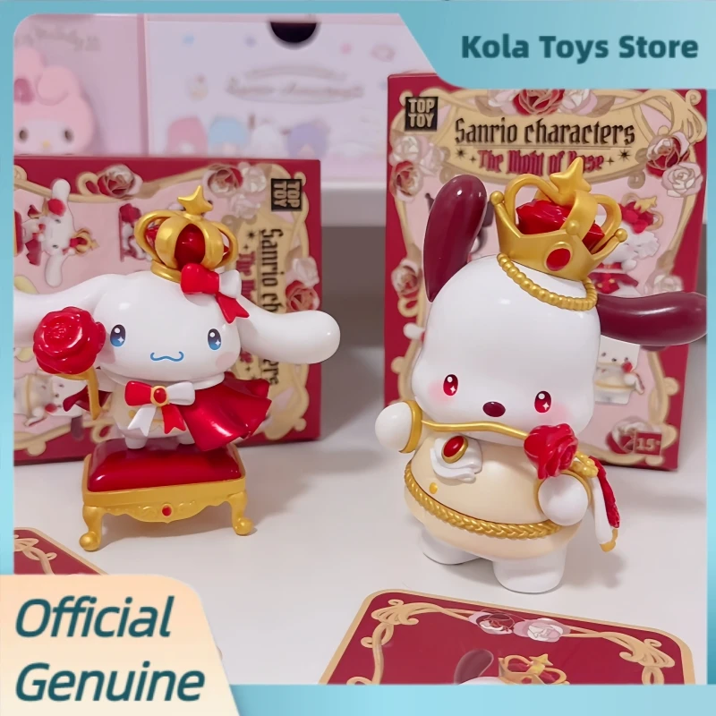 Genuine Sanrio Characters The Night Of Rose Series Blind Box Kawai Desktop Ornament Pvc Model Figurine Mystery Box Toys Gift