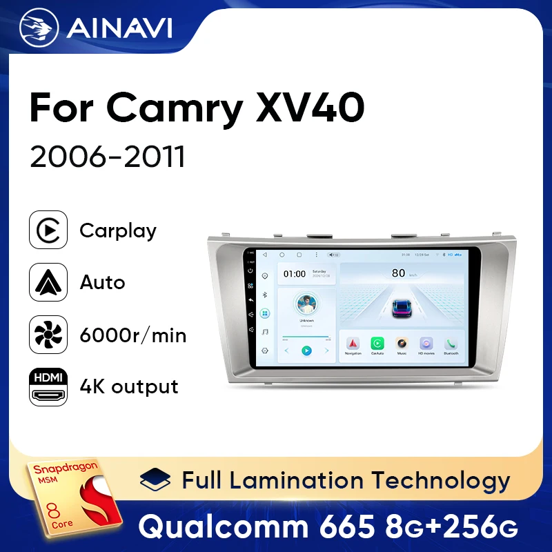 Ainavi Car Radio For Toyota Camry 2006 2007 2009 2010 2011 XV40 Wireless Carplay Android Auto Audio Car Multimedia Player HDMI