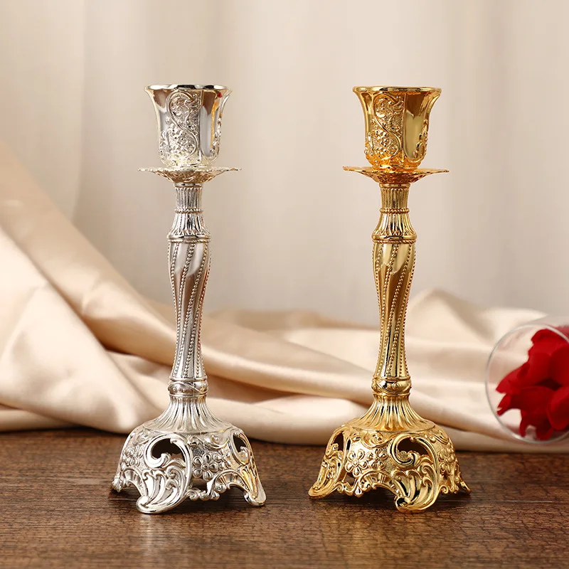 

European classical style candle holder with vintage and exquisite patterns for lighting and decoration, a craftwork.
