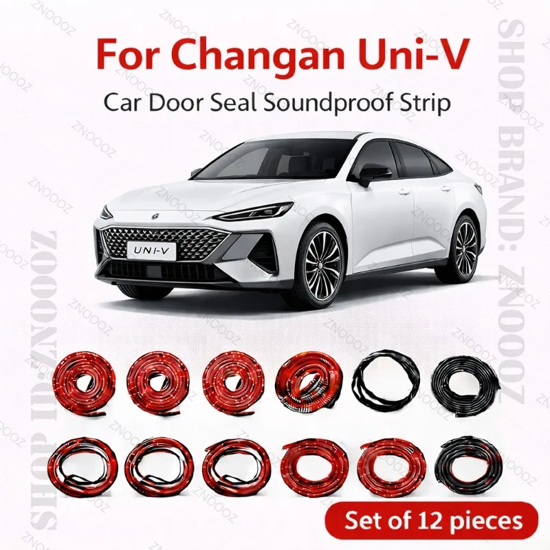 

For Changan Uni-V Car Door Seal Strip Rubber Double Layer Soundproof Dustproof Waterproof Door Weatherstrip 12PCS Set