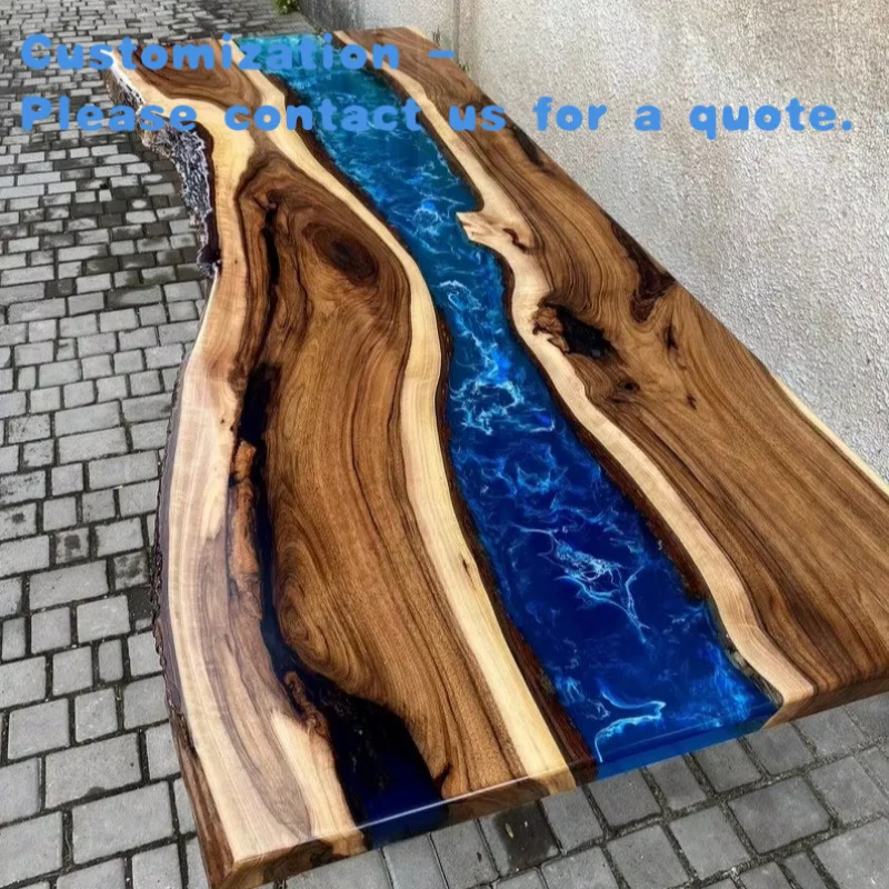 

на заказ.Роскошный современный деревянный стол из эпоксидной смолы специального дизайна на заказ реки